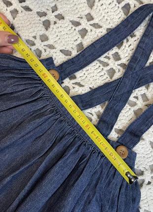 Стильный набор сарафан под джинс next синий + лонгслив m&s полосатый пудровый белый 18-24 1,5-2 86-924 фото