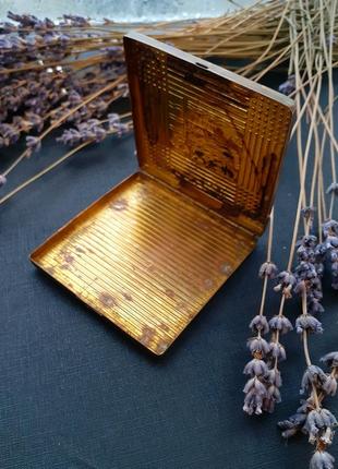 Ленинград! ⛵👑 1950-е! ленэмальер пудреница латунь в позолоте эмали парусник флагман коробка для пудры карманная винтаж редкость ссср ретро4 фото