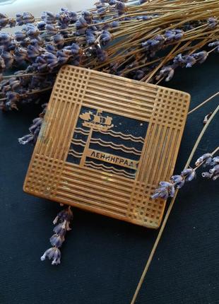 Ленинград! ⛵👑 1950-е! ленэмальер пудреница латунь в позолоте эмали парусник флагман коробка для пудры карманная винтаж редкость ссср ретро7 фото