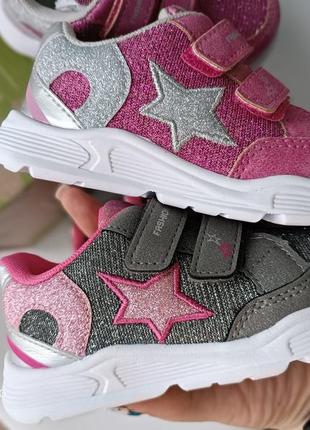 Chicco cannes - серебристая детская спортивная обувь на липучках и розовой звезде1 фото