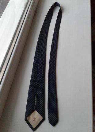 Мужской галстук темно-синего цвета в белую крапинку der италия5 фото