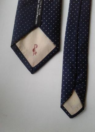 Мужской галстук темно-синего цвета в белую крапинку der италия7 фото
