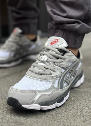 Мужские демисезон кроссовки asics gel nyc white steel grey3 фото