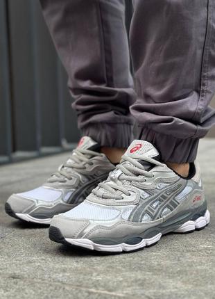 Мужские демисезон кроссовки asics gel nyc white steel grey1 фото