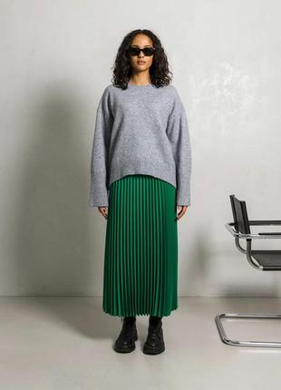 Модная длинная юбка плиссе из качественной турецкой костюмки 42-52 размеры разные цвета зеленая8 фото
