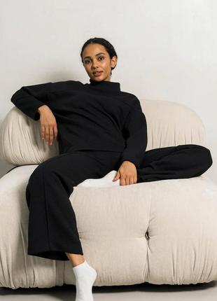 Удобный повседневный женский костюм из итальянского трикотажа 42-52 размеры разные цвета черный7 фото
