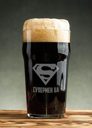 Бокал для пива "супермен ua", українська, крафтова коробка