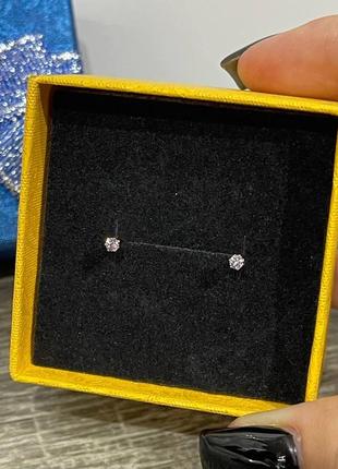 Найменші сережки-гвоздики пусети "фіолетові аметисти в оправі медзолото" - оригінальний подарунок дівчині5 фото