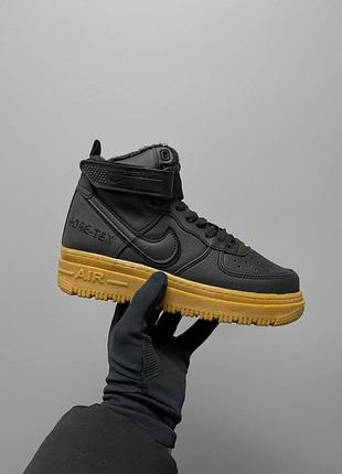 Чоловічі зимові кросівки кросовки nike air force gore-tex black brown fur
