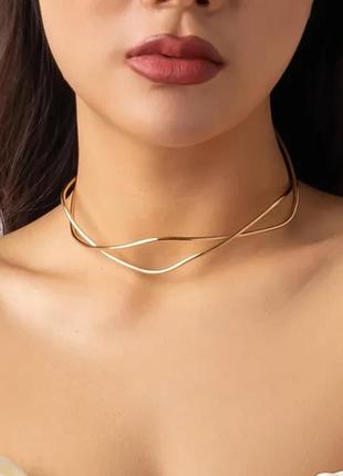 Винтажное ожерелье-чокер из металлической проволоки, женское ожерелье, ошейник в стиле панк золотого цвета, от