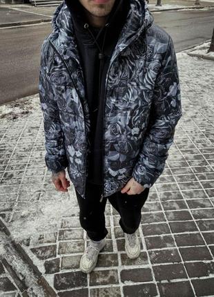 Комбинированая мужская теплая куртка. 7-353