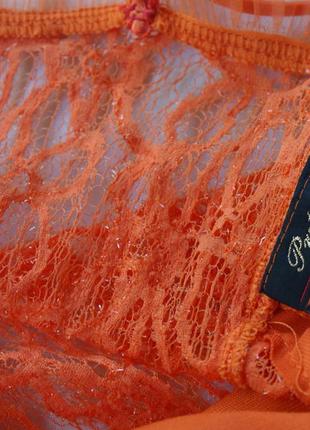 Брендовое кружевное платье на бретелях оранжевое4 фото