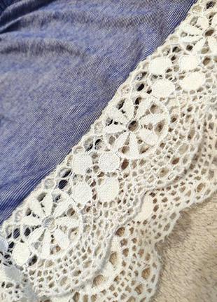 Бренд oodji жіноча піжама майка шорти синього кольору з мереживом4 фото