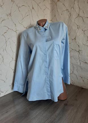 Рубашка голубая хлопок 46 р