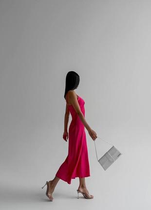 Ніжна шовкова міді сукня на тонких бретелях у стилі білизни2 фото