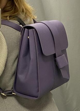 Рюкзак фиалковый кожаный рюкзак сиреневый итальянский рюкзак из натуральной кожи2 фото