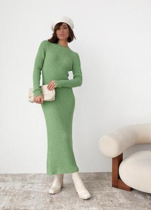 Вязаное платье миди салатовое oversize <unk> 74461