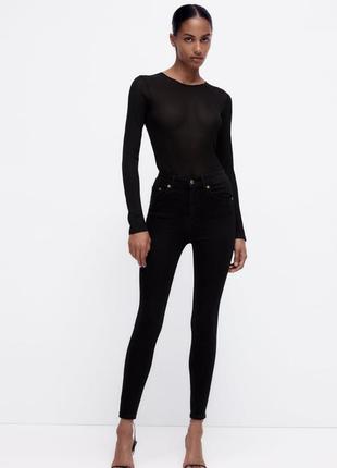 Базовые джинсы коттон джеггенсы черные скини skinny vintage zara s m l 4060/250