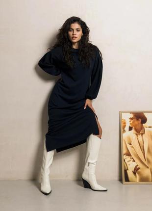 Красивое платье из плотного турецкого трикотажа с поясом 42-52 размеры разные цвета темно-синее8 фото
