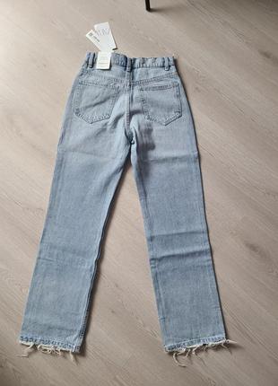 Джинсы коттон светлые голубые широкие к низу zara straight fit 34 36 4365/3616 фото