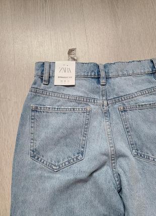 Джинсы коттон светлые голубые широкие к низу zara straight fit 34 36 4365/3617 фото