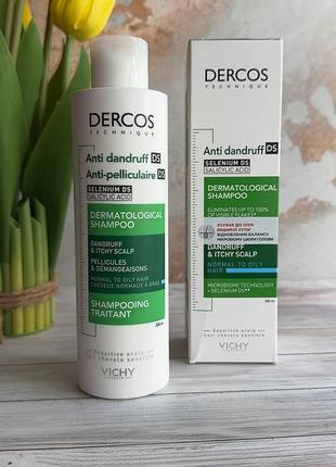 Шампунь от перхоти для нормальных и жирных волос vichy dercos anti-pelliculaire anti-dandruff shampooing1 фото