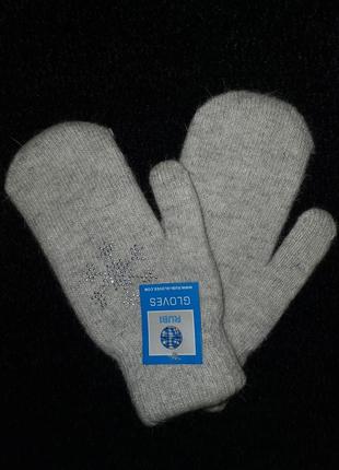Теплі вовняні рукавиці1 фото