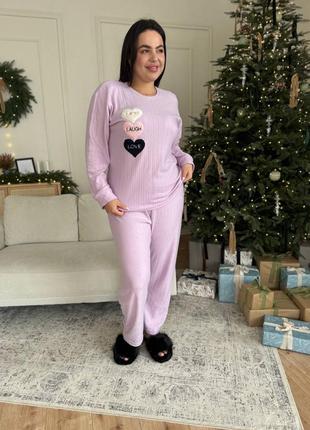 Фиолетовая пижама-домашний костюм plus size