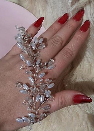 Украшение в волоссы веточка из бисера