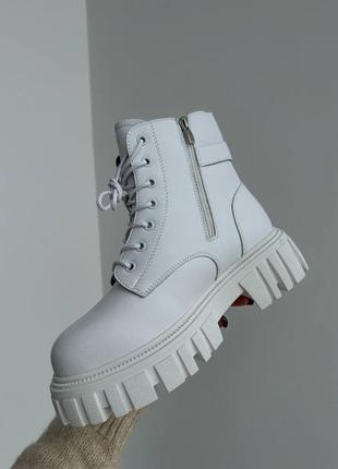 Розпродаж натуральні шкіряні зимові білі черевики - берці 41р.5 фото