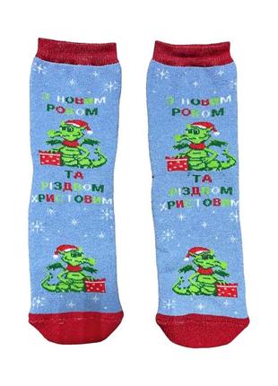 Новогодние женские махровые носки с драконом