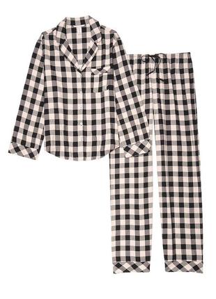 Пижама в клетку victoria’s secret оригинал черная коричневая фланелевая пижама