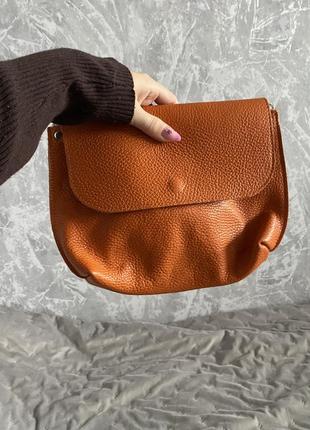 Оранжевая мягкая сумка из кожи натуральная кожа