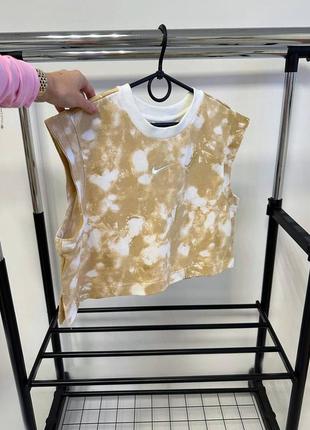 Топ nike sportswear wave dye cropped t-shirt beige/white dv7924-113 оригинал