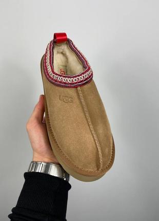 Зимові жіночі угги ugg tazz slippers chestnut натуральна замша овчина9 фото