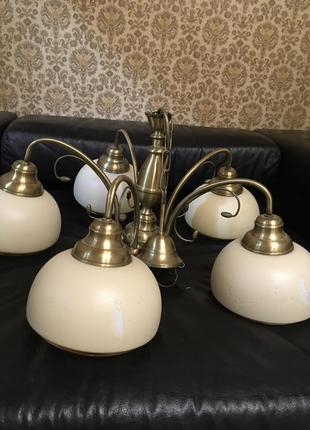 Латунная люстра на 5 ламп