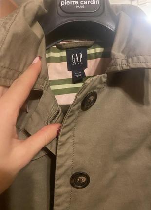 Куртка gap пальто подовжений піджак кольору зелений розмір см 158 xxs/x