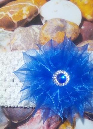 Пов'язка на голову з квіткою, синя