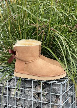 Женские угги ugg mini bailey bow ii chestnut