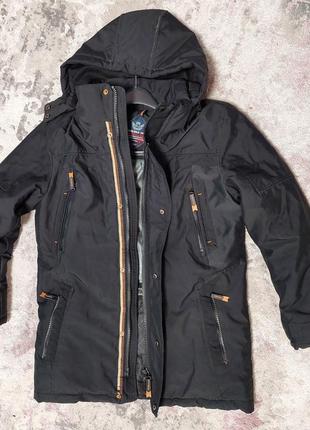 Подростковая добротная зимняя куртка парка (размер l)9 фото