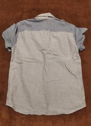 Хлопковая рубашка в мелкую полоску короткий рукав3 фото