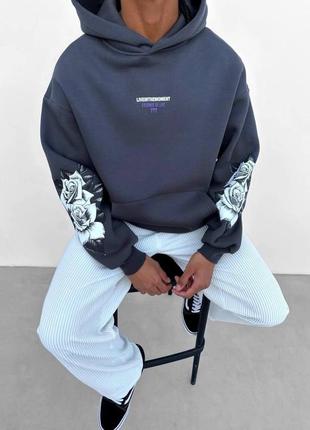 Теплый оверсайз худи на флисе