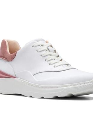 Шкіряні кросівки clarks sprintlitelace white rose1 фото