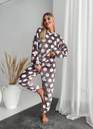 Женская теплая махровая пижама, махровый домашний костюм микки маус, махра зима2 фото