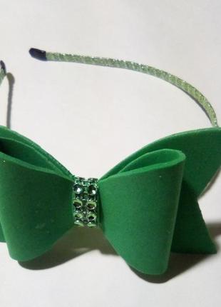 Обруч із бантом,зелений