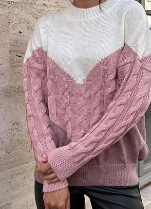 Уютный женский свитер размер универсальный 42-50 | модный вязаный свитер8 фото