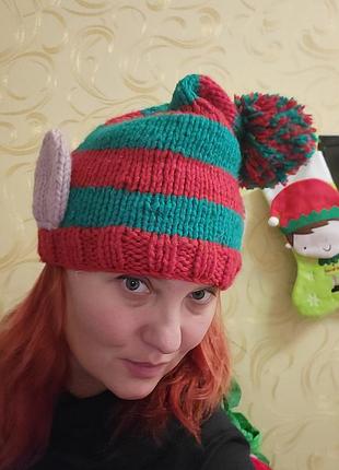 Шапка ельф, помощник санты