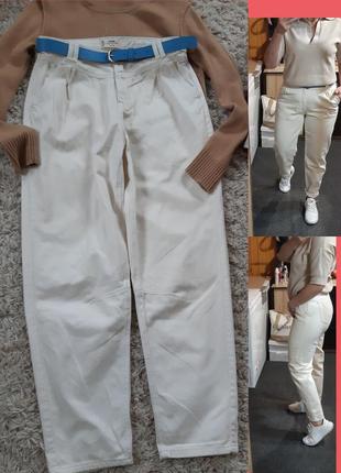 Стильные белые/молочные джинсы мом/бананы с защипами, denimco,  p. 40-421 фото