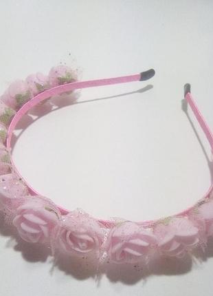 Обруч "розочки", розовый