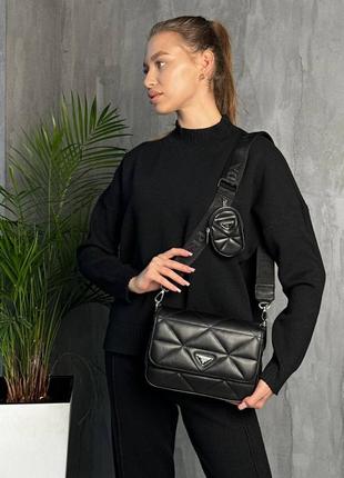 Жіноча сумка prada re-nylon padded shoulder black6 фото